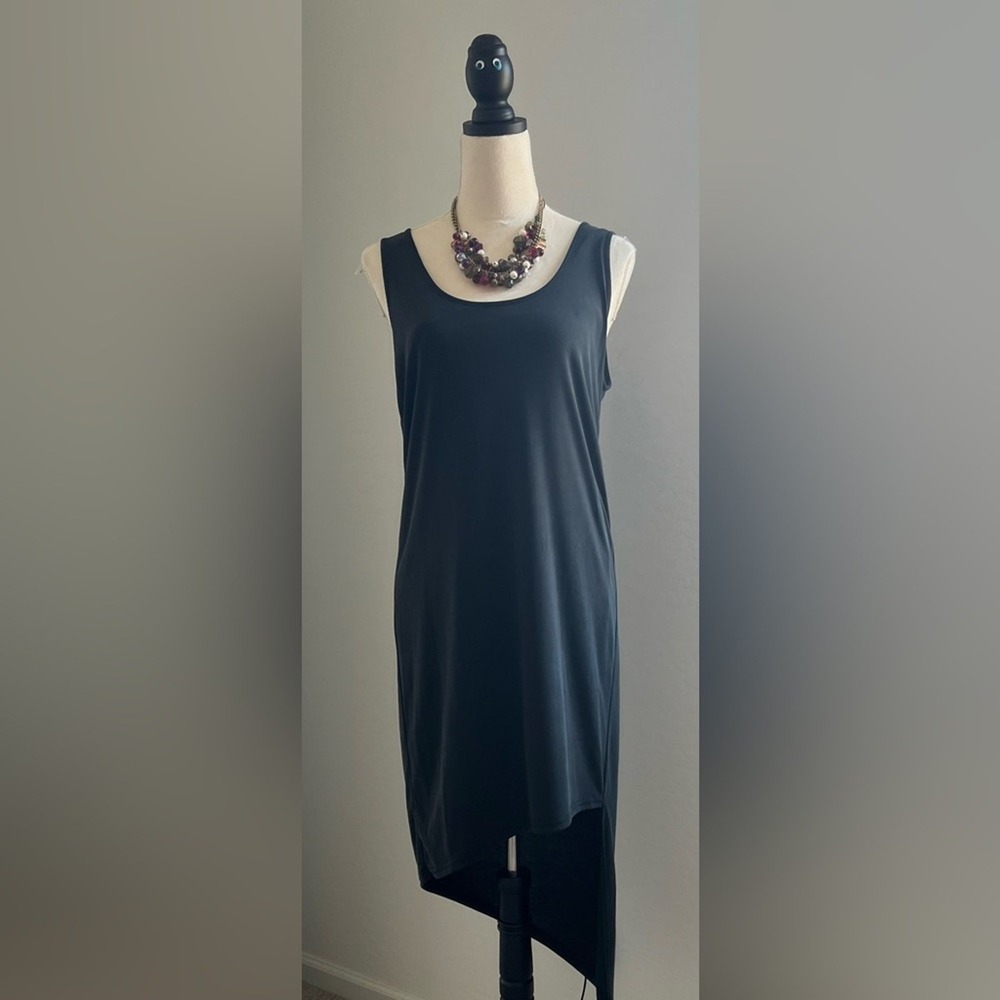 NWT SPLENDID Sleeveless Asymmetrical Hem MIDI Criss Cross Back Black Dress Sz S